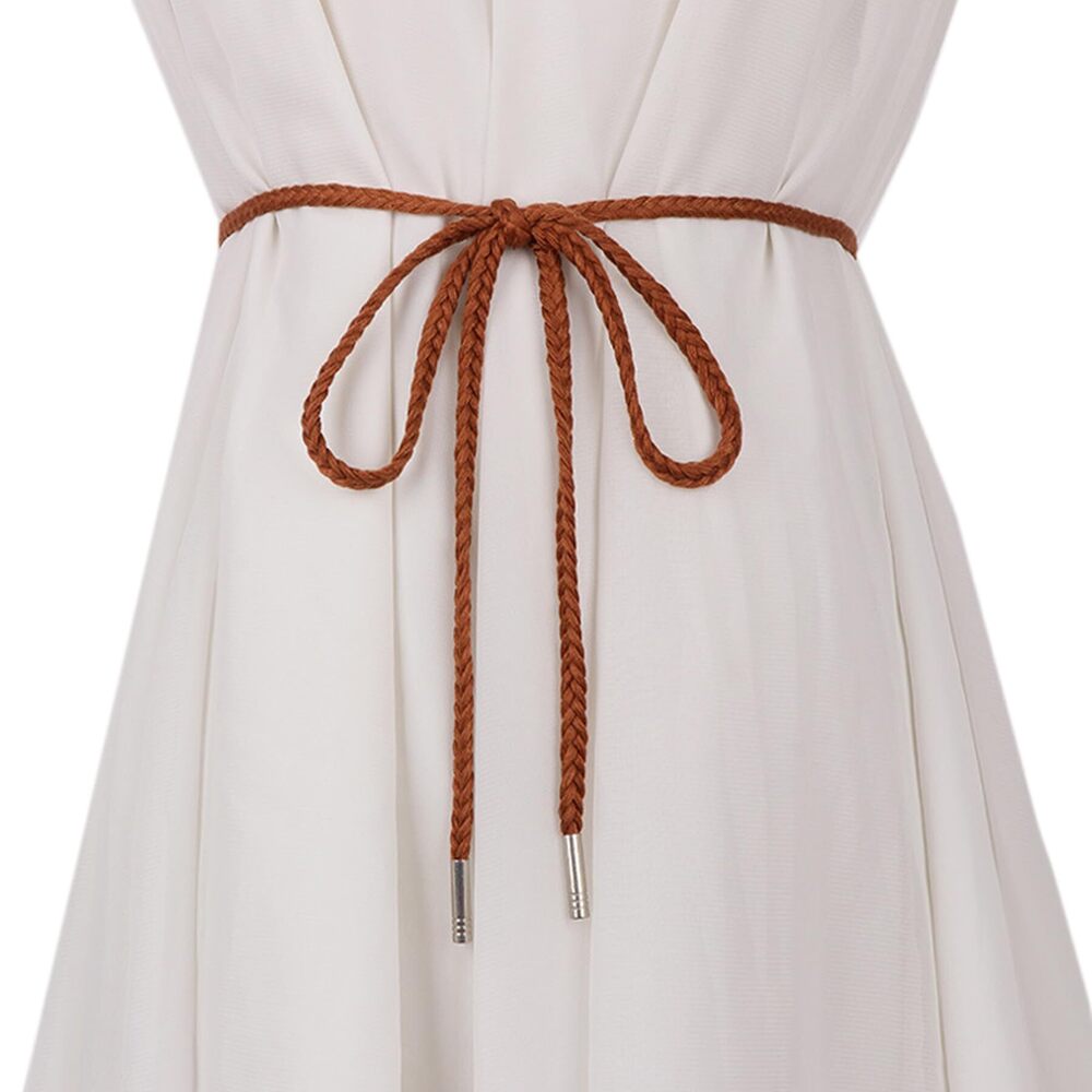 8692 Women Girls Boho Weave Cotton Braided Waist Tie Belt Wrap Cloth Belts